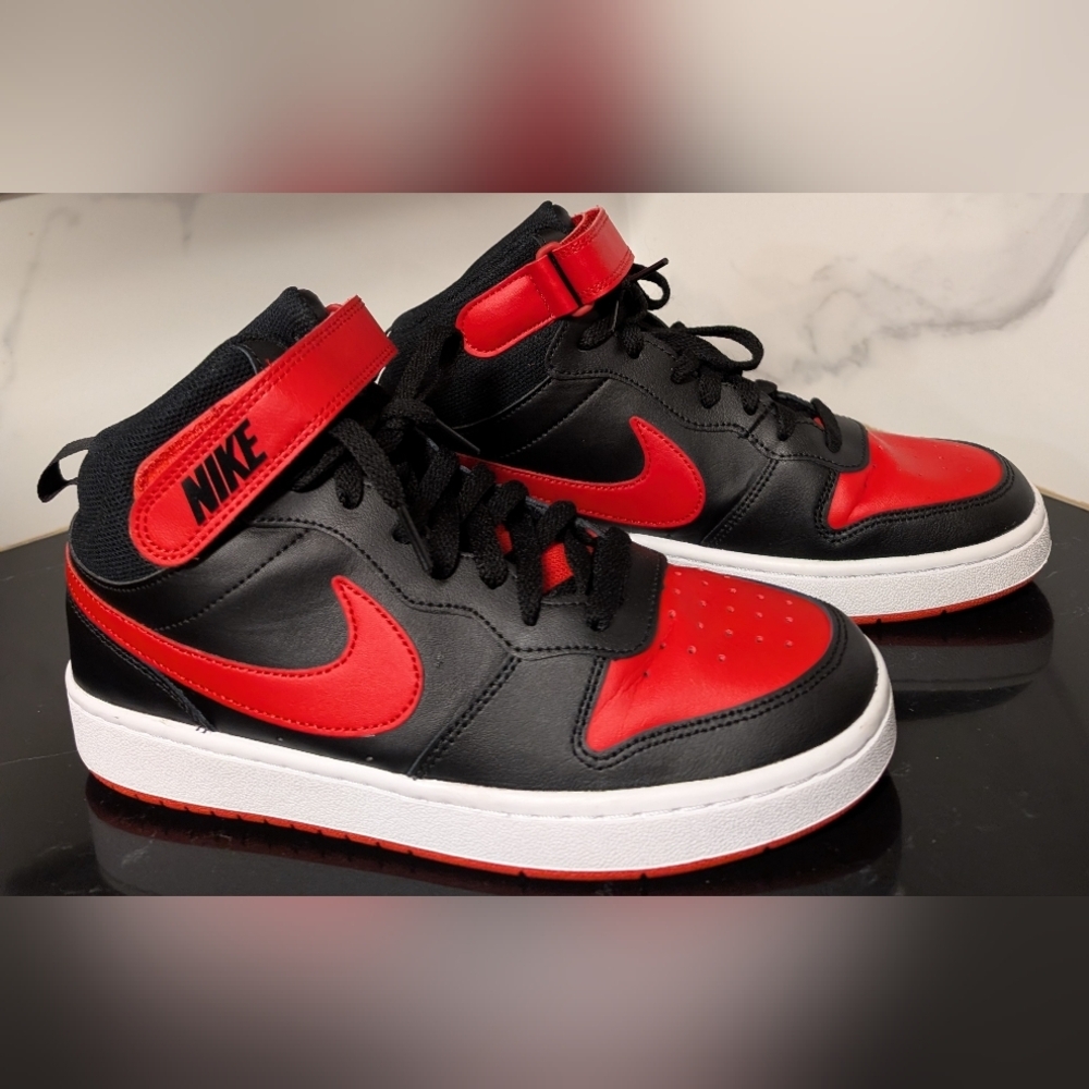 Nike Court Borough Mid 2 Black/Red Sneakers Size 7Y Like New  - Picture 7 of 10